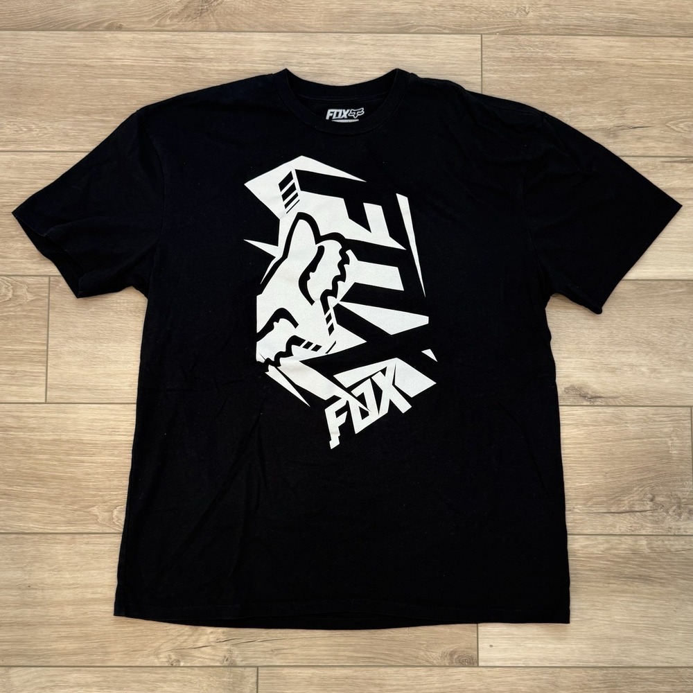 Fox Racing Short Sleeve Black Graphic T-Shirt Men's Size XXL Regular Fit Skater